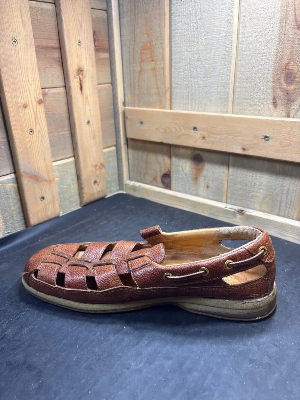 Sperry Top-Sider 0579078 Brown Woven Leather Loafer Sandals Mens Size US 11